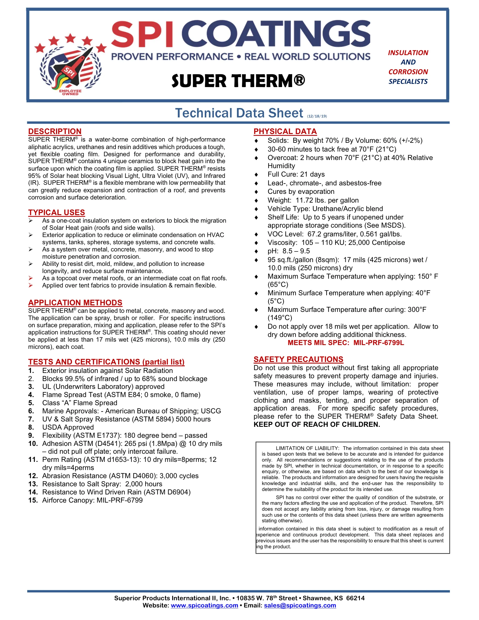 Super Therm Product Documentation Page 1